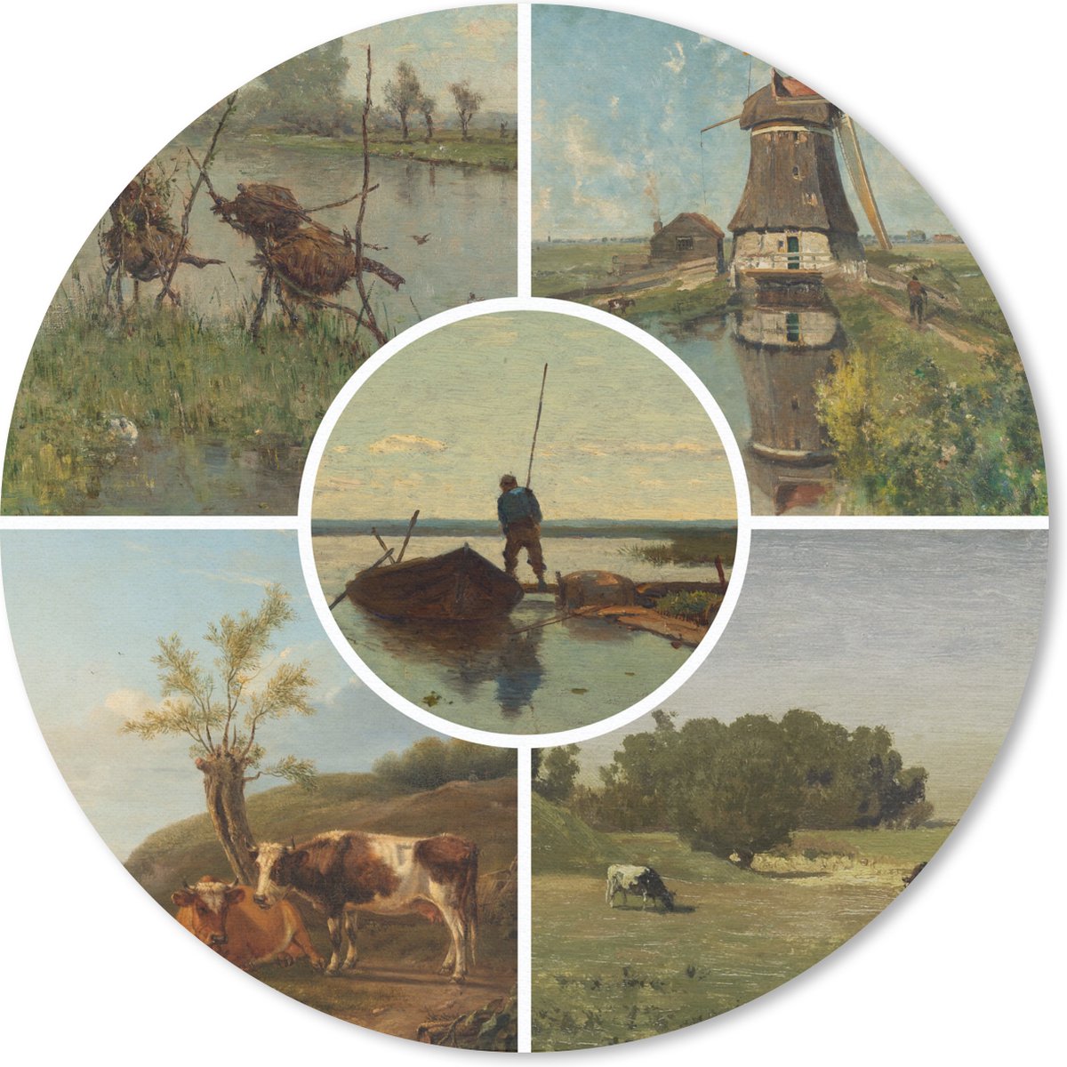 Muismat rond 50x50 cm - Mousepad Kunst - Nederland - Collage - Ronde muismatten