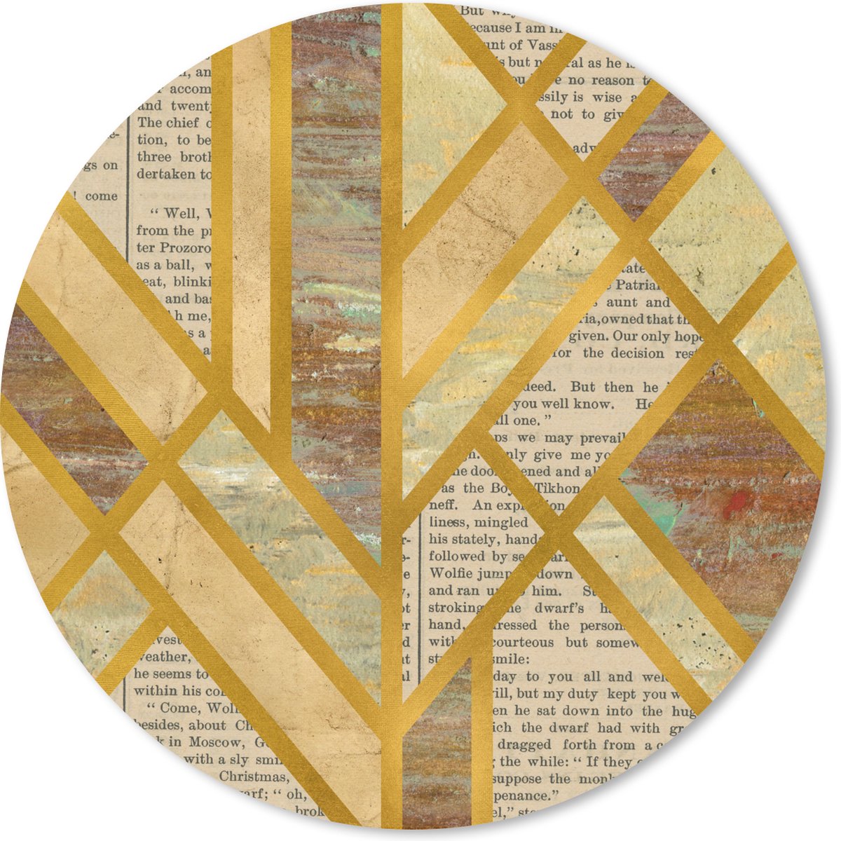 Muismat rond 50x50 cm - Mousepad Vintage - Marmer print - Goud - Ronde muismatten