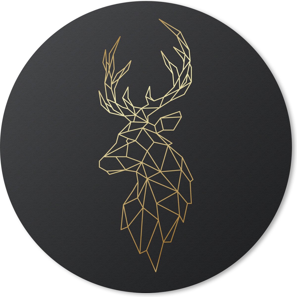 Muismat rond 40x40 cm - Mousepad Hert - Goud - Zwart - Ronde muismatten