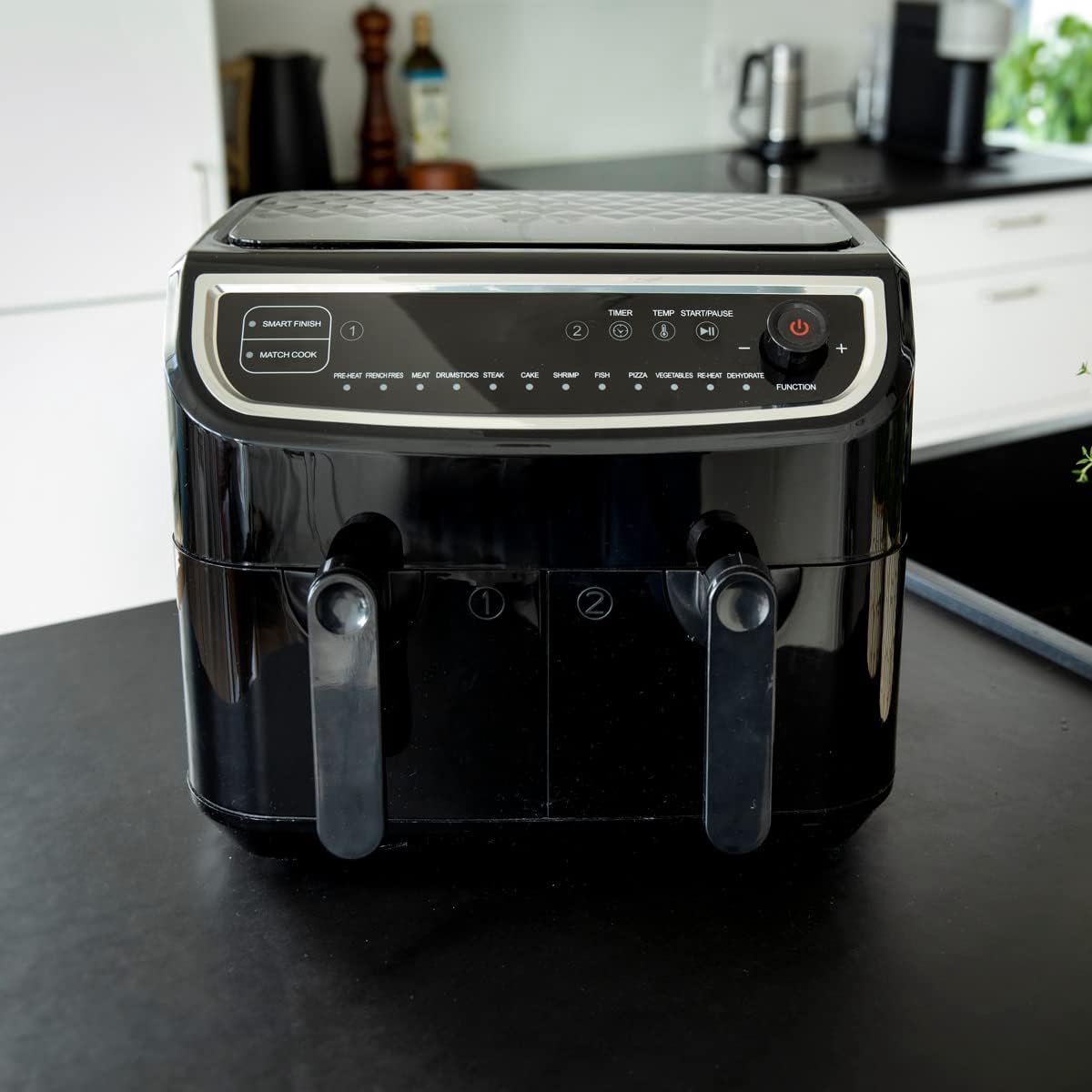 Afbeelding 3 van Equivera Dubbele Airfryer - Dubbele Mand - Dual Cook - Heteluchtfriteuse - Verschillende Programma's - Dual Zone - Mega