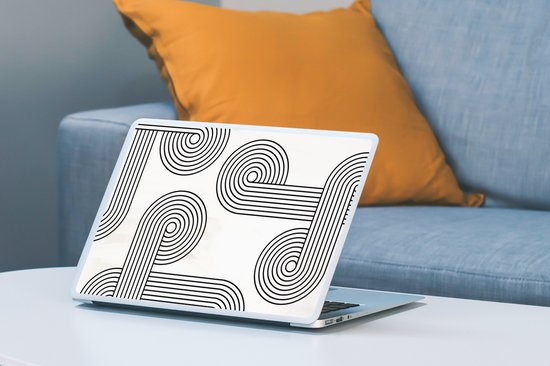 Sticker pour ordinateur portable - 12,3 pouces - Art - Rond - Zwart - Wit