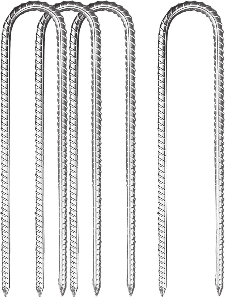 Goedkoopste Verzinkt grondankers U-grondpen bouwanker spijker trampoline-grondankers 4 stuks - stevige beitelpunt - uiteinde met grip