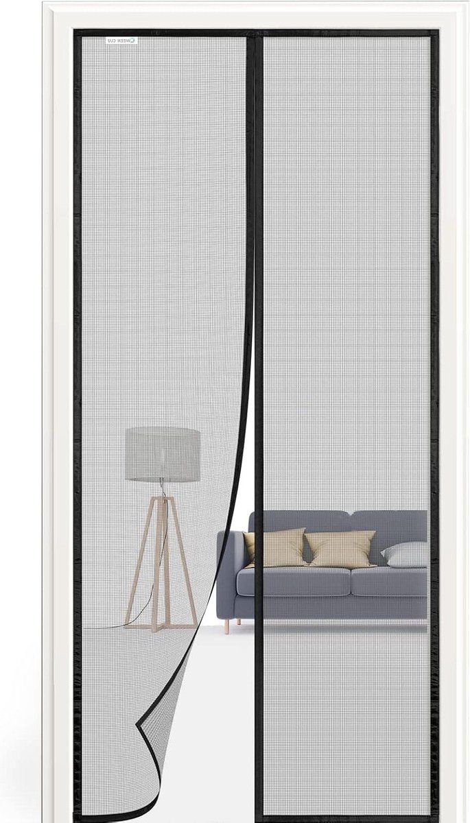 Vliegengaas voor deur magnetisch 95 x 200 cm - Nieuwste modellen vliegengaas - Balkondeuren Vensterdeuren Terrasdeur - Zwart