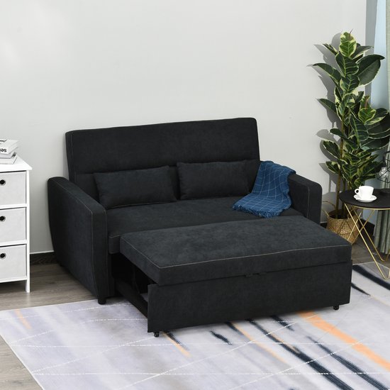 HOMCOM - Slaapbank - Chaise Longue - 2-Zits Bankstel in Stof - Donkergrijs 833-834