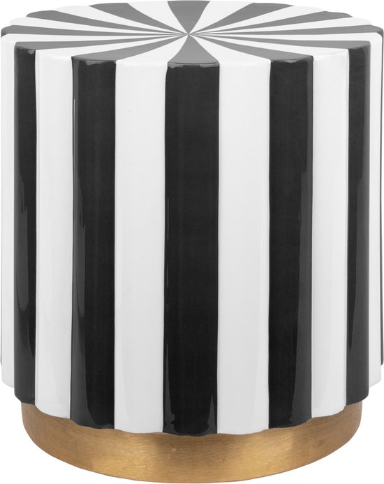 Leitmotiv - Tabouret Candy Swirl - Zwart & Wit