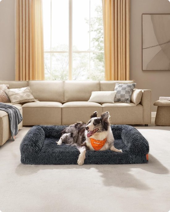 Donkergrijs hondenbed 70x45x28 cm stof