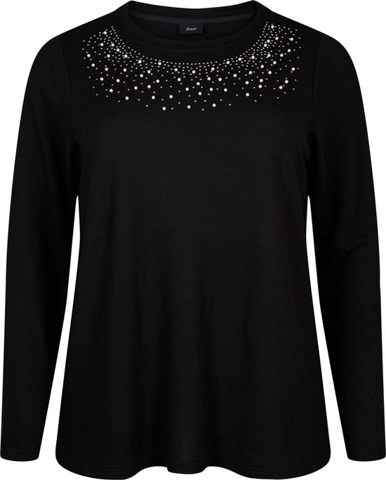 ZIZZI VLUCCA, L/S, BLOUSE Dames Blouse - Black - Maat M (46-48)