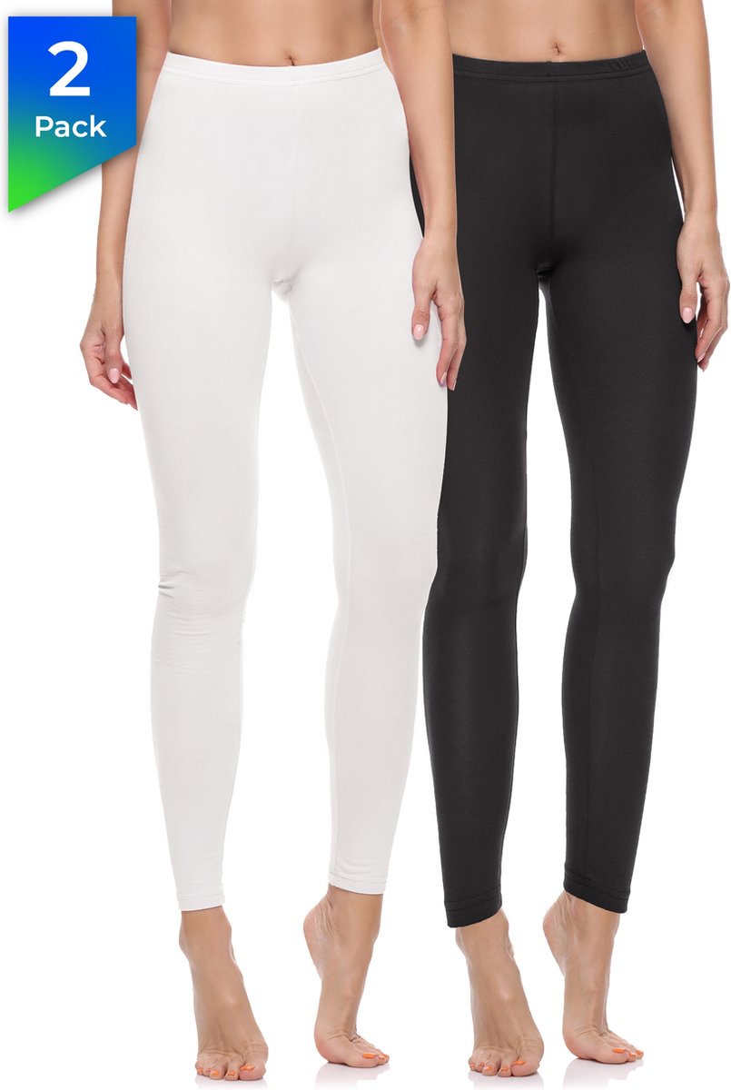 Merry Style Dames Leggings - Sport - Vrijetijdsbroek - 2-Pack - Lang - Katoen - MS-MS10-198-LE-2Pack - Zwart/Wit - 4XL