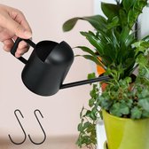 Petit Can 300 ml en acier inoxydable avec bec long et 2 Crochet en forme de S pour plantes d'intérieur ( Zwart)