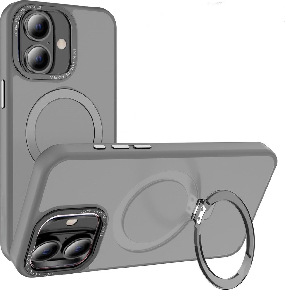 Cityhoesje - Ring BackCover iPhone 16 Plus - Wireless Charging - Grijs