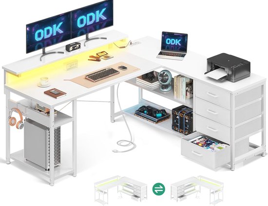 KDD Headsethouder met USB A & C oplaadpoorten, controllerhouder met afneembare haak, draaibare hoofdtelefoonstandaard en toestelsleuven voor telefoons/tablets voor gaming desk organizer