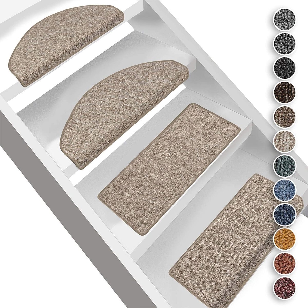 Trapmatten Antislip en Geluiddempend - 15 Stuks Beige, 65 x 25 x 3 cm - Bescherming voor Trappen