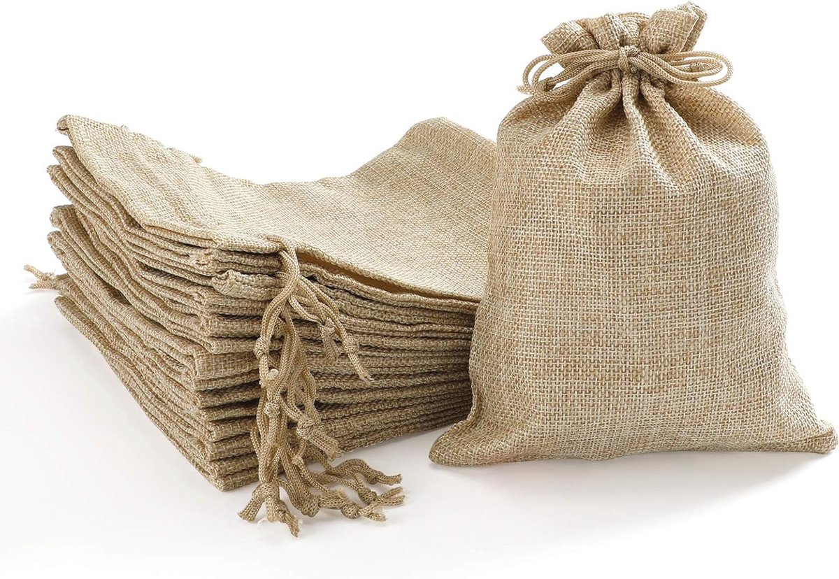 Jute Zakjes 15x20 cm - 24 Stuks voor Cadeauverpakking en Decoratie