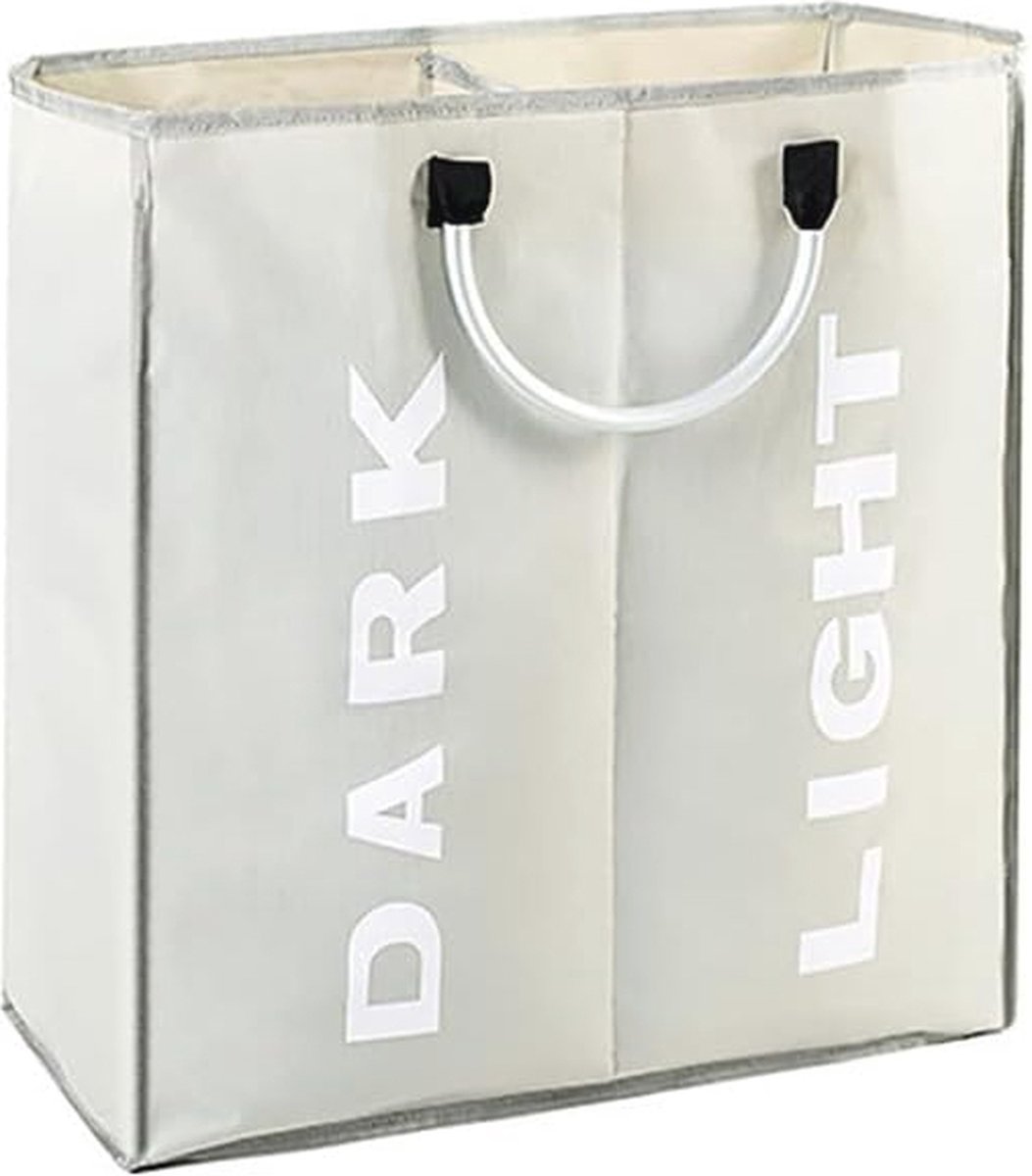 Goedkoopste Opvouwbare Wasmand met 2 Vakken - Waterdicht en Duurzaam Oxford-Stof - 53 x 23 x 53 cm - Ideaal voor Sorteren en Opslag