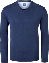 OLYMP modern fit trui katoen - V-hals - rookblauw -  Maat: M