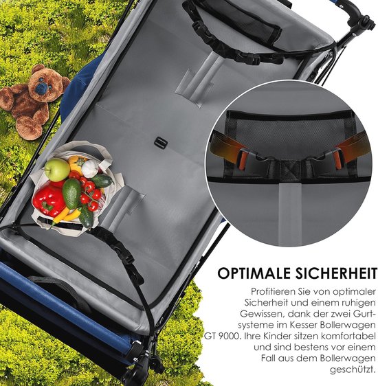 Opvouwbare handkar met dak en remmen - Perfect voor buitenactiviteiten en transport - tot 80 kg van Bo-Camp — afbeelding 4