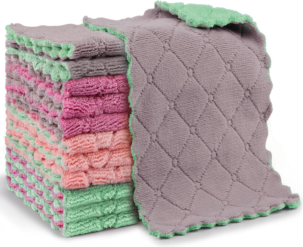 Goedkoopste 12 Super Absorberende Keukendoeken - Koraalfleece Microvezel Handdoeken