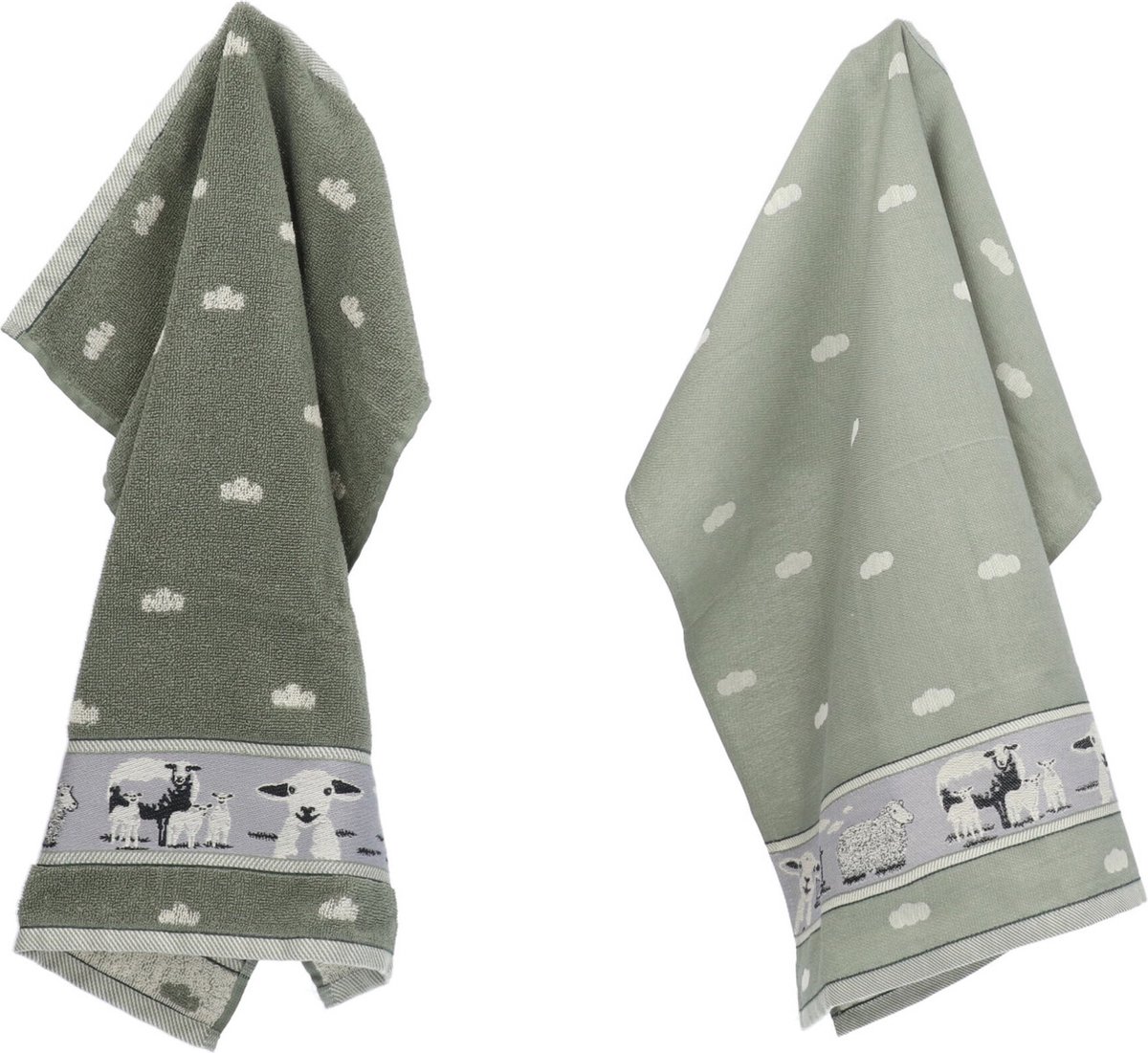 Bol.com Luxe Keukendoek en Theedoek Schaap Donkergroen van Bunzlau Castle | 100% Biologisch Katoen | Keukendoek 60x53cm en Theed... aanbieding