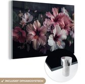 MuchoWow® Peinture sur verre 120x80 cm - Peinture sur verre acrylique - Fleurs - Hibiscus - Rose - Moderne - Photo sur verre - Décoration murale salon - Décoration murale chambre - Peintures