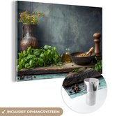 MuchoWow® Glasschilderij 120x80 cm - Schilderij acrylglas - Stilleven - Kruiden - Specerijen - Industrieel - Landelijk - Foto op glas - Muurdecoratie woonkamer - Wanddecoratie slaapkamer - Schilderijen