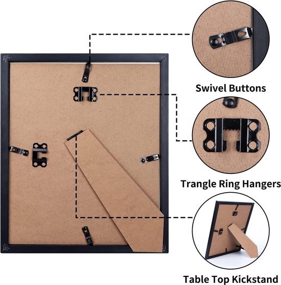Stallmann Design Schaduwvoeglijst voor spieraam, 80 x 80 cm, glanzend zwart, MDF-houten lijst voor canvas met diepte-effect, met montageaccessoires, frame zonder glas en achterwand
