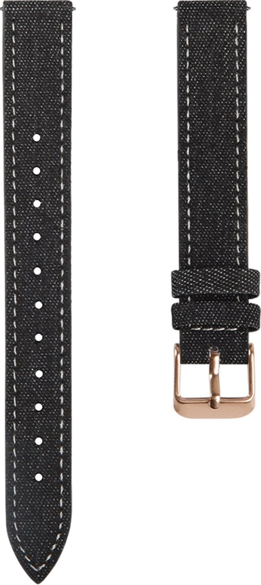 By Qubix - Leren denim bandje - Zwart - Geschikt voor Garmin Lily 2