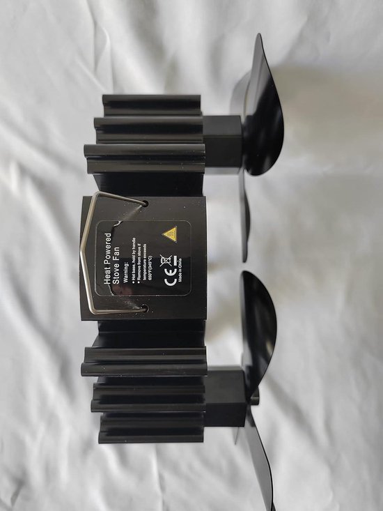 Hawcafu Houtkachelventilator, warmte-aangedreven ventilator met thermometer, 4 bladen, stille, milieuvriendelijke, fornuis ventilator voor houtkachel en open haard