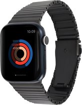 Stalen bandje - RVS - geschikt voor Apple Watch series 1/2/3/4/5/6/7/8/9/SE/SE 2/Ultra/Ultra 2 met case size 42 mm / 44 mm / 45 mm / 46 mm / 49 mm - zwart