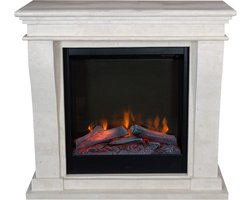 Xaralyn Elektrische haard - Kreta-Mini ELE-SWU - wit natuursteen - 1500 Watt verwarming - met afstandsbediening - haardombouw inclusief inbouwhaard - schouw