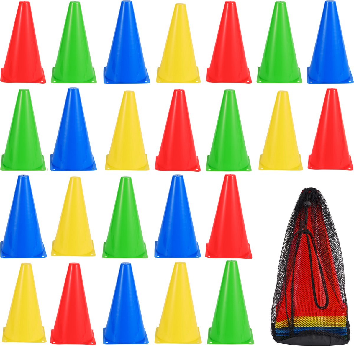 Bramble – 24 Kleine Verkeerskegels, 18cm – Verschillende Kleuren – Voor Feesten & Training
