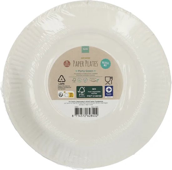 Folat - Borden Eco Party 23 cm - 8 stuks