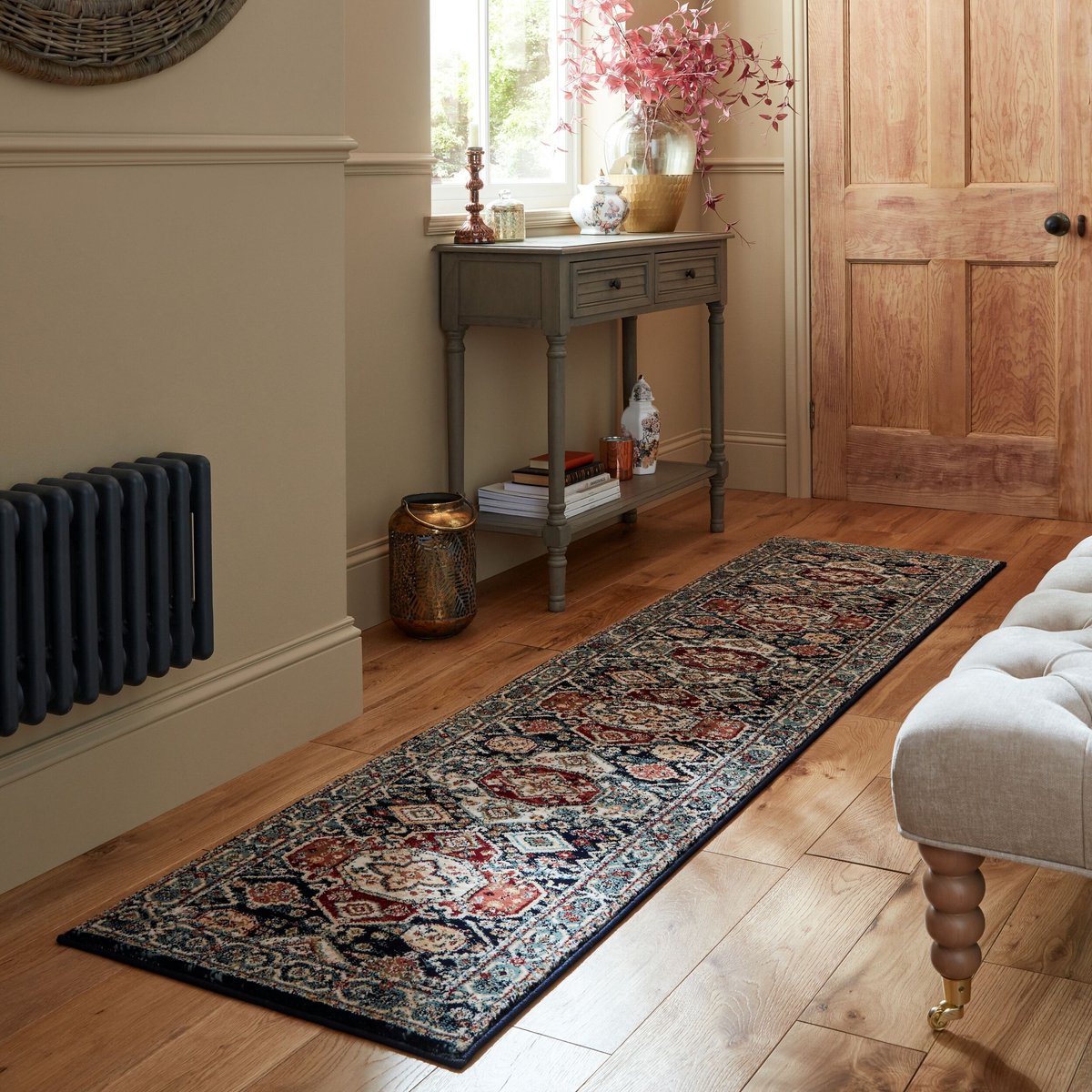 flycarpets Loper Laagpolig vloerkleed Gillingham- Klassiek - Blauw 60 x 230 cm