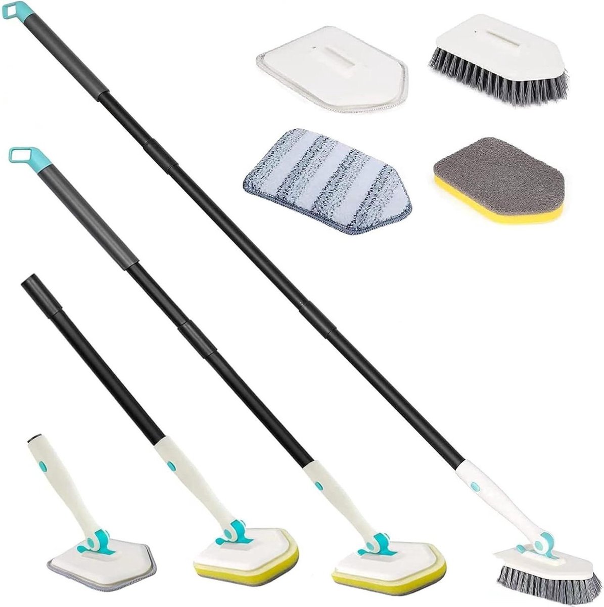 Goedkoopste Uitschuifbare reinigingsborstel voor badkamer tegels - Badkuip toilet scrubber - Lange steel voor douche - Microvezel hoofd - schuurkussen schrobber met steel