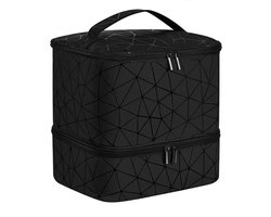 Nail Polish Organizer Bag Dual Layer Nail Polish Storage Case with Nail Lamp Manicure Tools - Nail Polish Storage Bag Nail Accessories Carrying Case Black nagellak opbergen