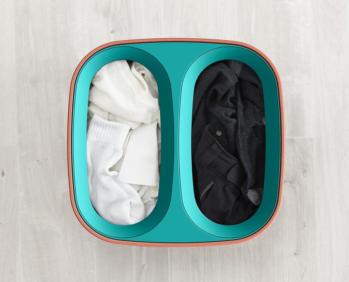 Goedkoopste JGS® - Luxe en Ruimtebesparende Wasmand van 60 liter met Twee Uitneembare Waszakken, Koraal/Groen