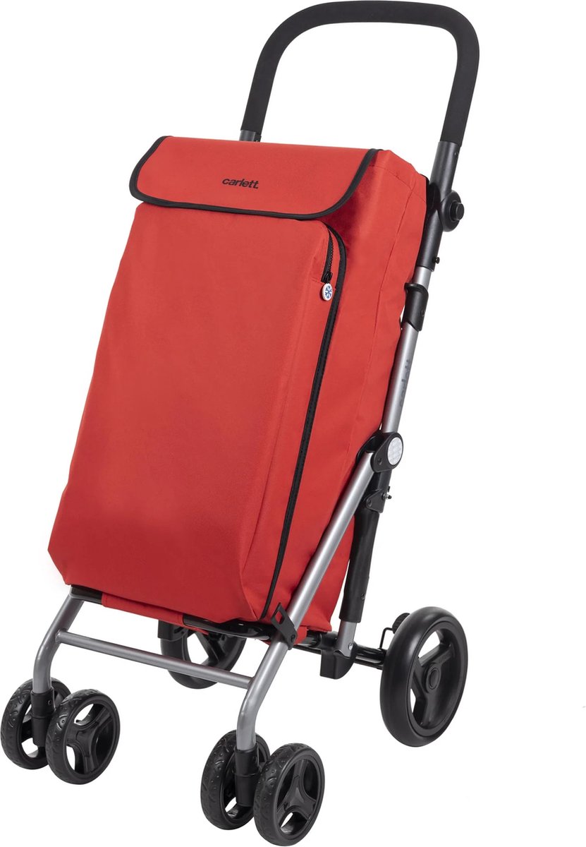 Carlett LITE Duo Cooler Boodschappentrolley - Koelvak - 4 wielen - Opvouwbaar - 48L + 10L - Rood