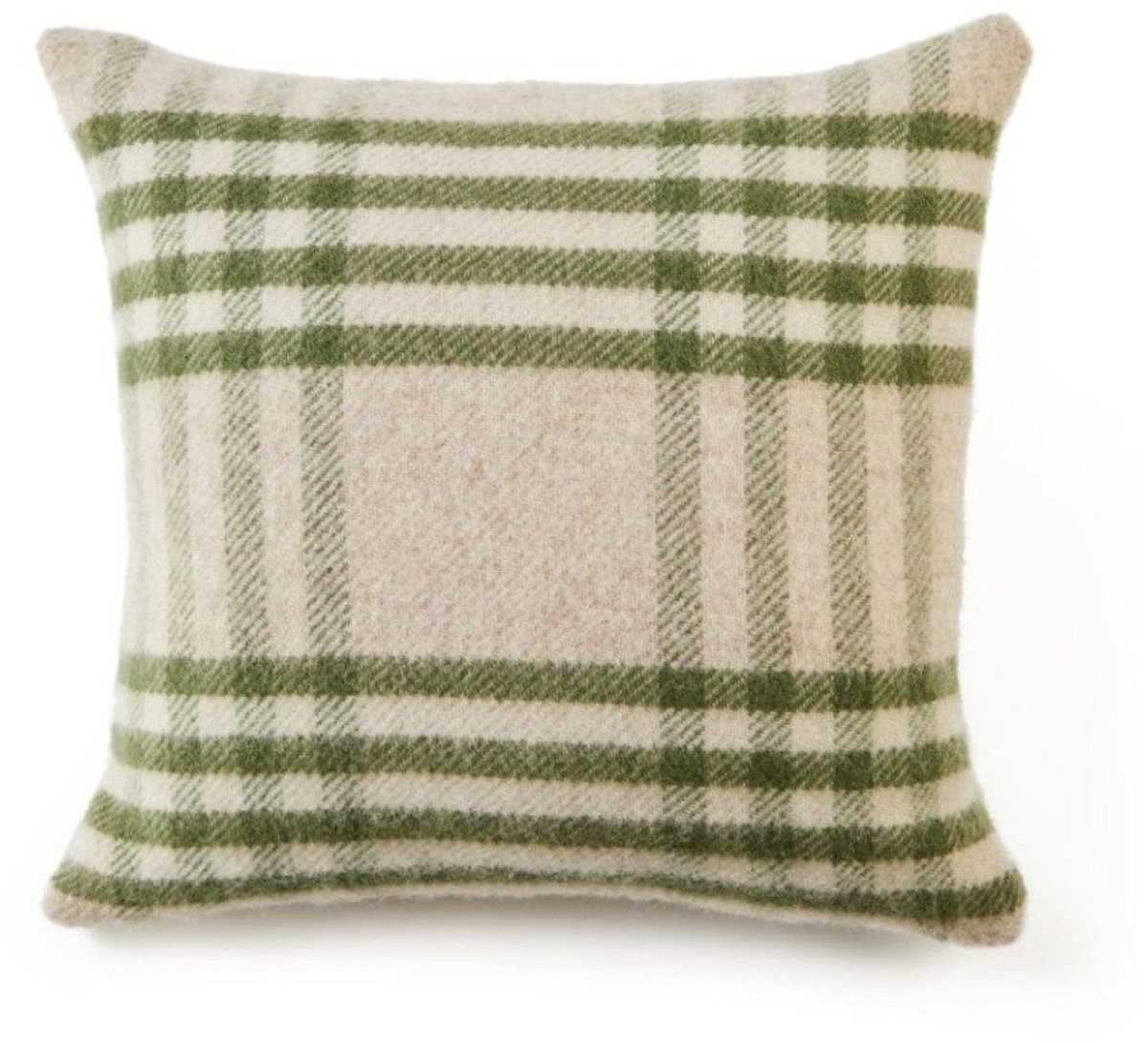 Kussen Grote Ruit Groen (Hex Check Olive) - Nieuw Wol - 50x50 - Tweedmill UK