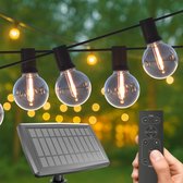 Bol.com Calex Vista Solar Lichtsnoer voor buiten 20 meter - LED Lichtslinger met 30 lampjes - Warm Wit Licht - Zonne-energie Tui... aanbieding