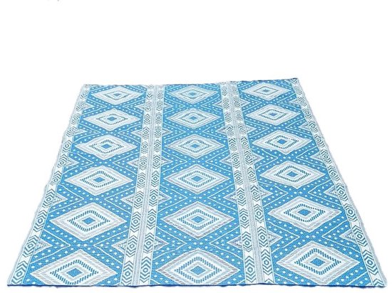 plastic vloerkleed-buitenkleed XXL 270x340cm blauw ruit