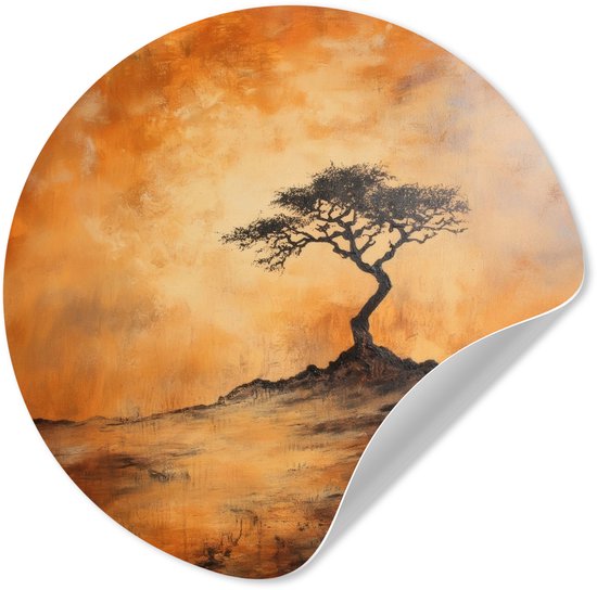 WallCircle® - Papier peint cercle 50x50 cm - Stickers muraux Arbre - Paysage - Oranje - Cercle mural salon - Cercle mural chambre - Décoration de chambre autocollante - Accessoires de Décoration murale