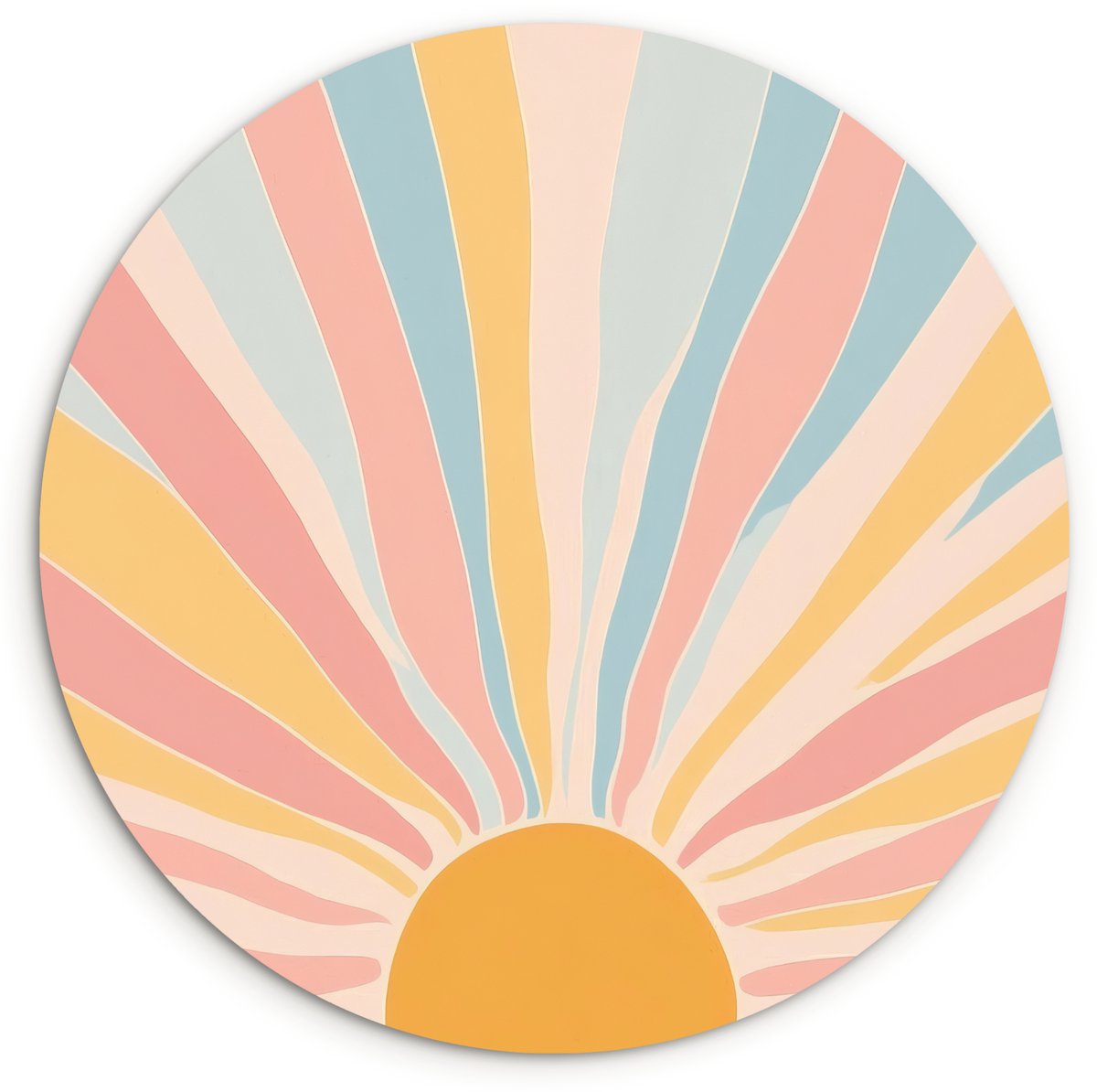 WallCircle Wandcirkel 30x30 cm - Muurcirkel Illustratie - Zon - Pastelkleuren - Muurdecoratie woonkamer - Wanddecoratie slaapkamer - Kamer decoratie accessoires - Ronde schilderijen