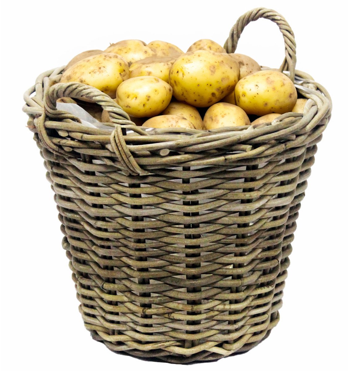 Van der Leeden Aardappelmand met hengsels - rotan gevlochten -D42 x H32 cm - aardappel mand - opbergen