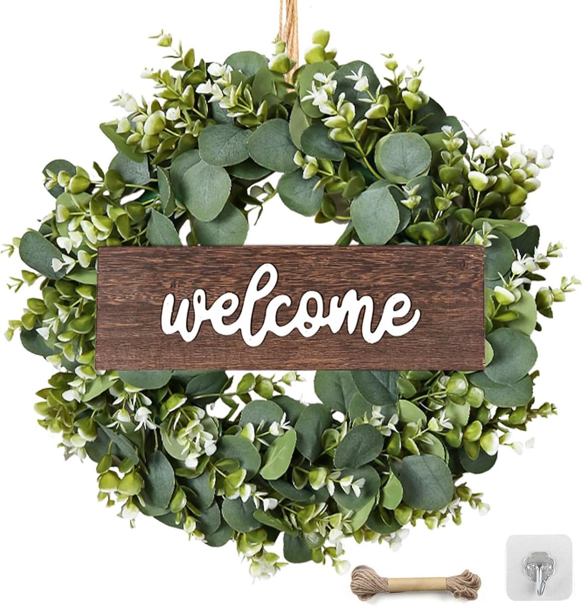 Ibenzoa® Handgehouwen Decoratieve Krans van Natuurlijke Materialen met Diverse Bloemdecoratie