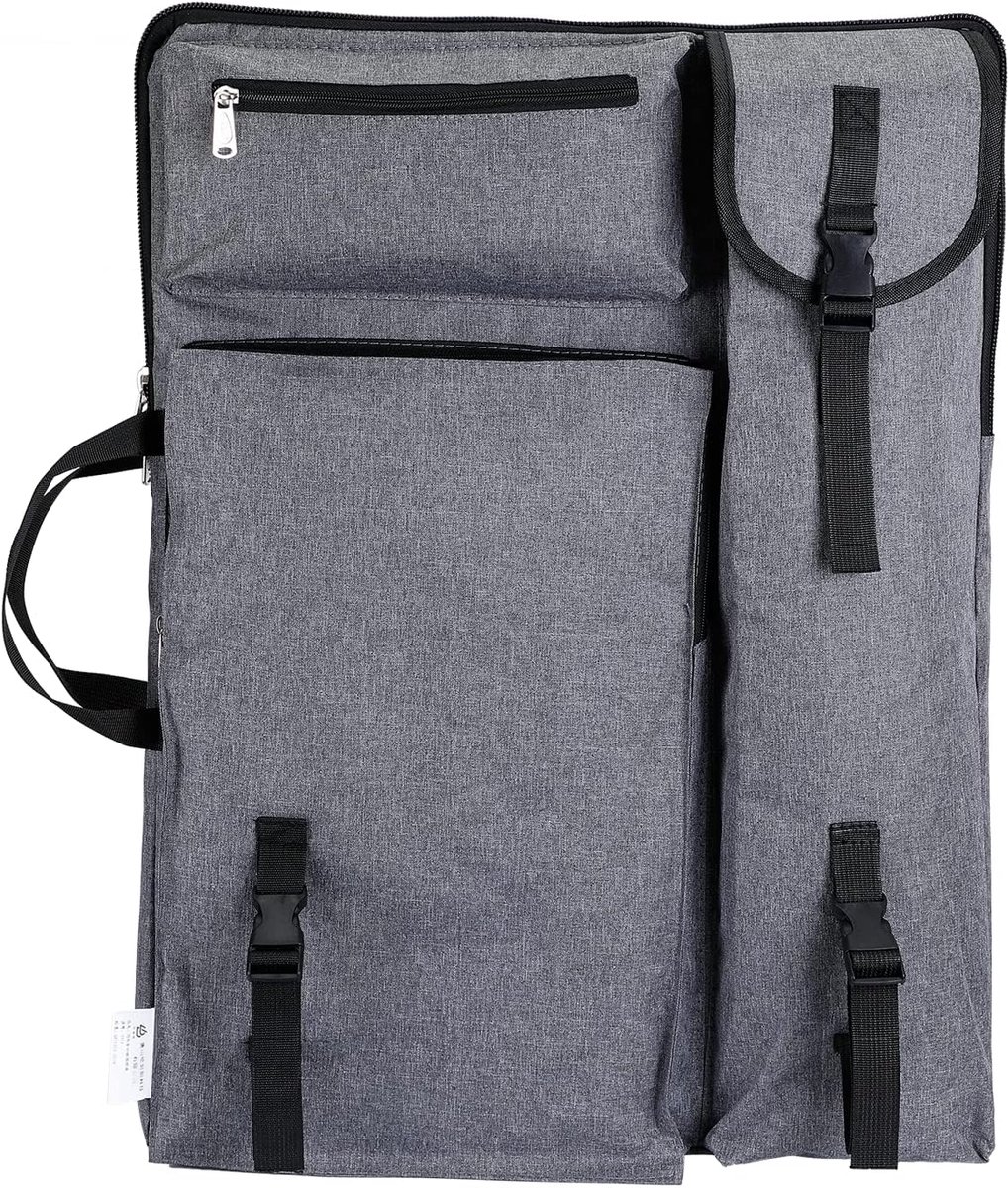 Ibenzoa® Robuuste Canvas Kunst Portfolio Rugzak met Diverse Compartimenten, Zwart