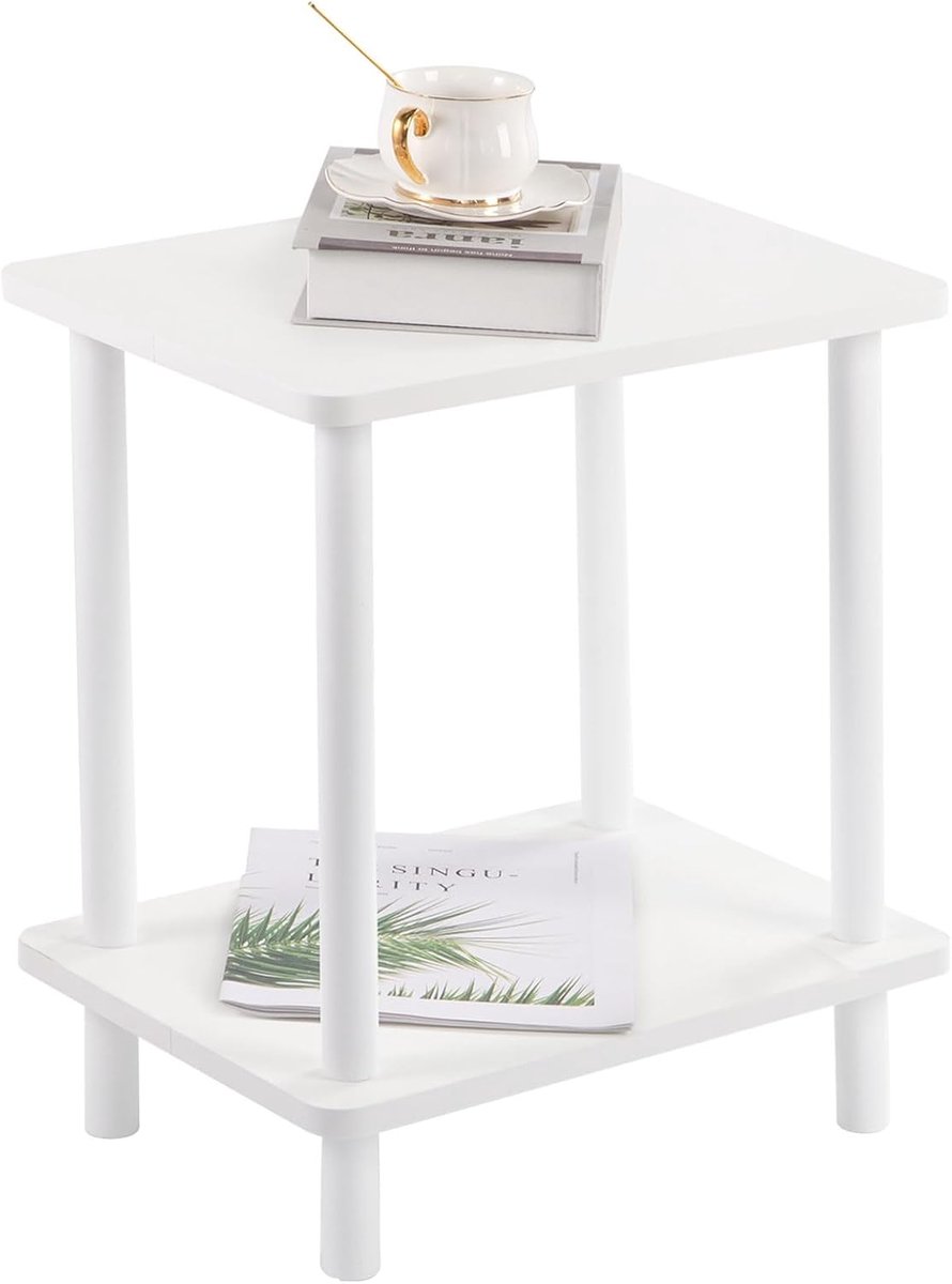 Ibenzoa® Houten Bijzet tafel met Dubbele Hoogte Instelling en Strakke Uitstraling - Perfect voor Diverse Interieurs