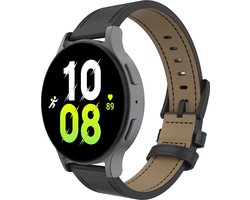 Cazy horlogebandje geschikt voor Samsung Galaxy Watch Bandje (Timeless Leather) - Smartwatchbandjes - Universeel bandje geschikt voor Samsung Galaxy Watch 7 / Watch 6 / Watch 5 / Watch 4 / Watch FE - Zwart