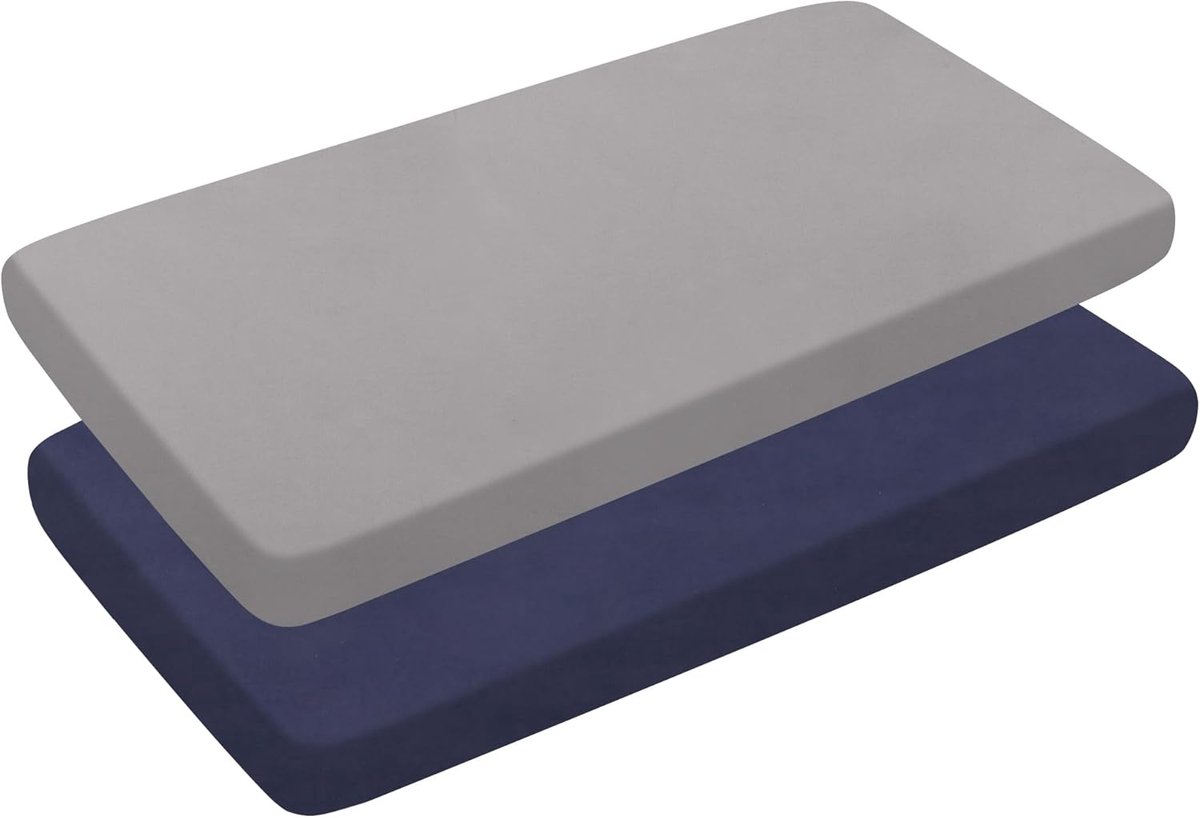 Ibenzoa Zachte en Ademende Kinderlakens - Set van 2, 120 x 60 cm, Polyester grijs wit