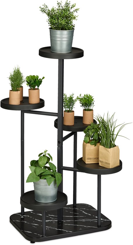 plantenstandaard - 5 etages - metaal - 80 x 47 x 47 cm - zwart