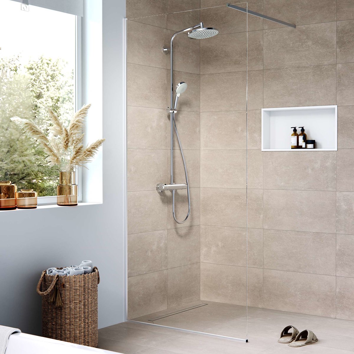 Hansgrohe RainDrain Compact - Douchegoot 80 cm, met rooster, geborsteld roestvrij staal 56178800