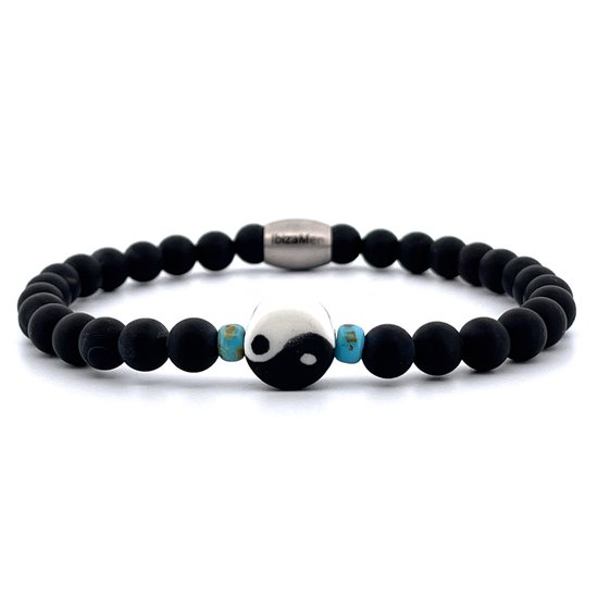 IbizaMen - bracelet homme - onyx mat - yin yang - 6mm - 21cm